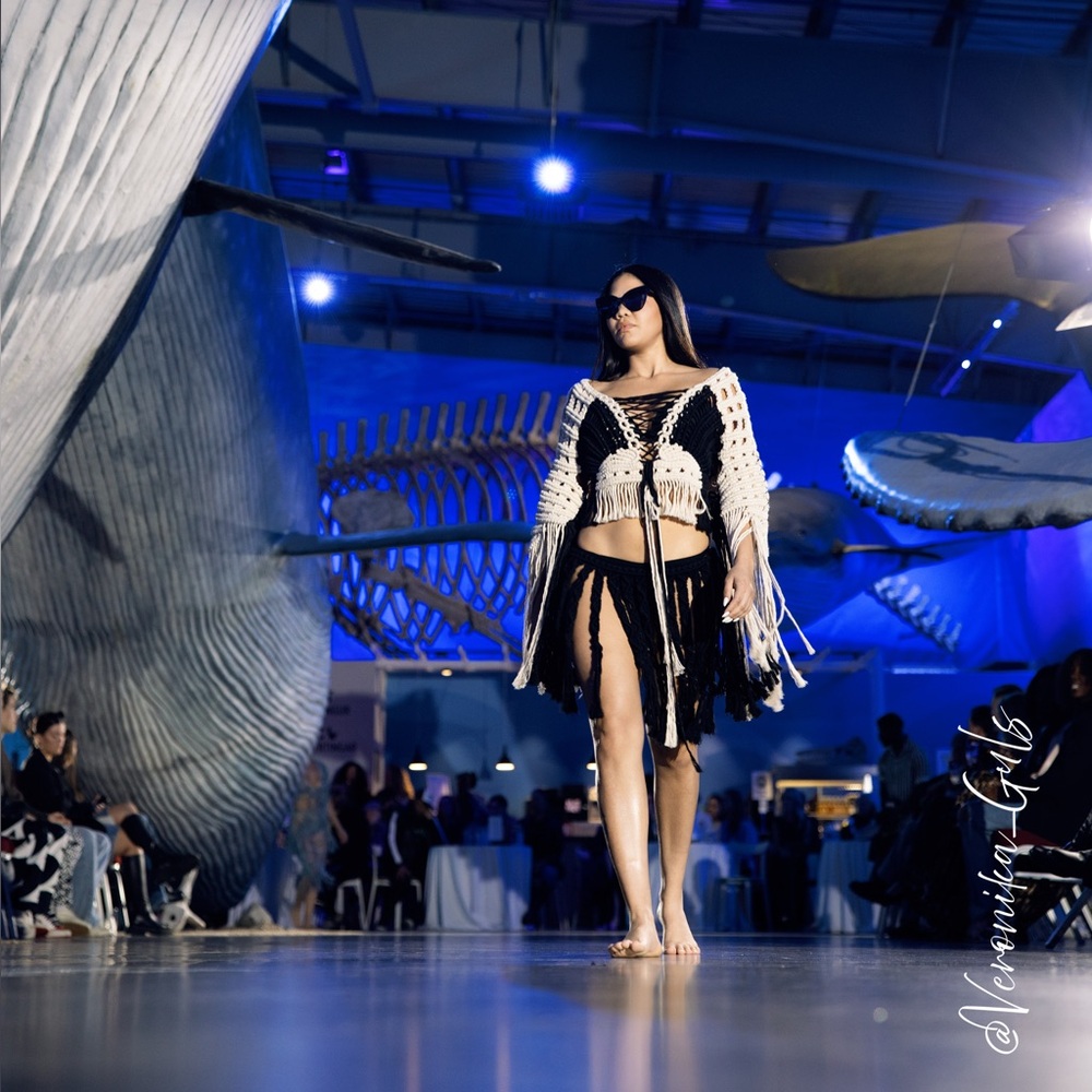 Boho Fringe Sweater - Black and Cream Handmade Original GoodVibeGoda Piece - Picture 15 of 16